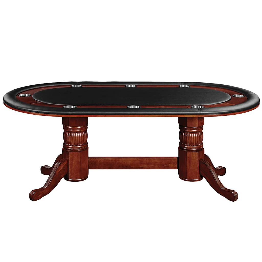 Texas hold em table in English tudor finish with black table top