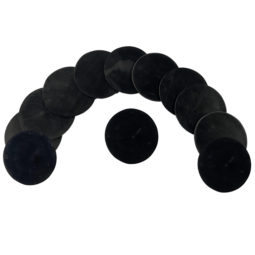 Eighth of an inch round rubber shim set 12 pieces 3 inches diameter