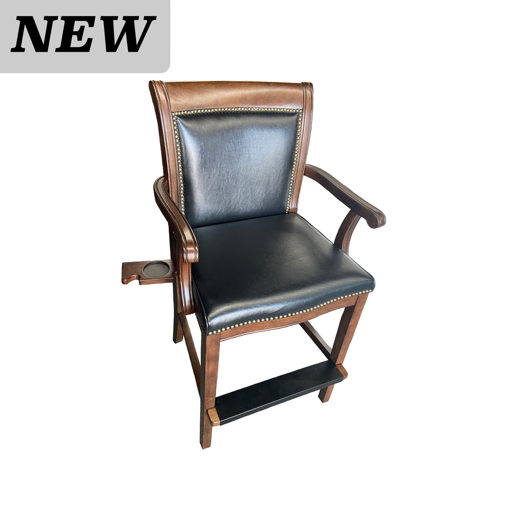 spectator chair with cup holder and arm rests in mocha espresso finish