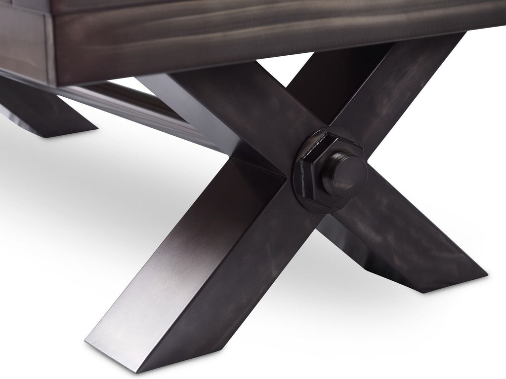 X shaped leg base in stainless steel finish Vox pool table