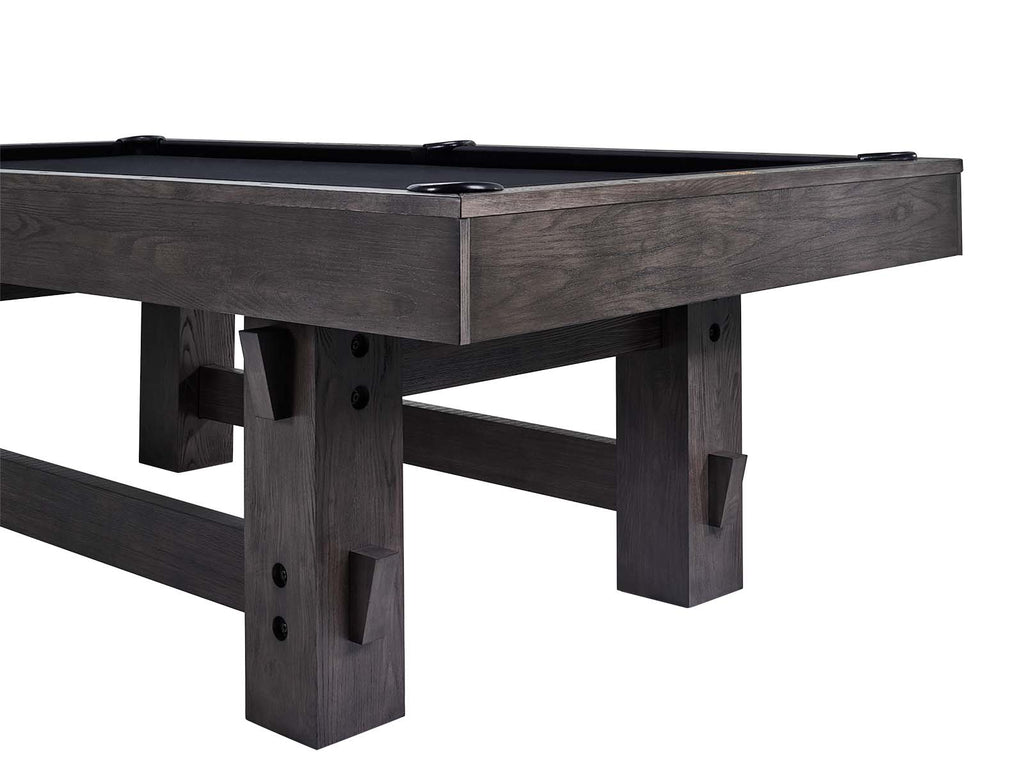 Bristol pool table in charcoal finish with close up of legs 