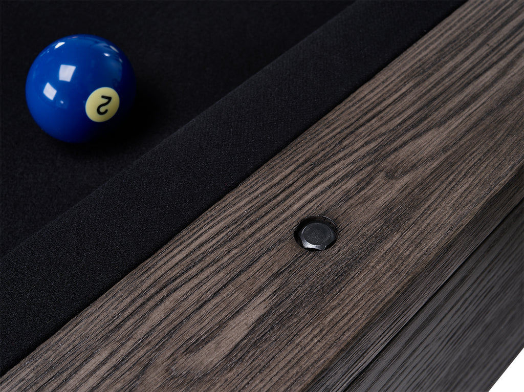 Bristol pool table in charcoal finish rail with rail site and black felt