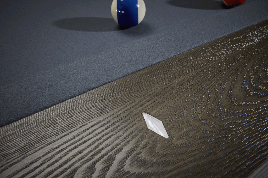 halifax pool table with diamond sites and blueish grey felt