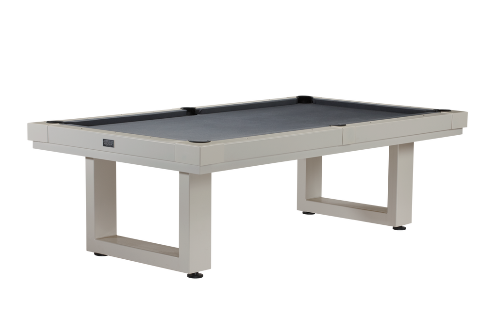 Lanai pool table in oyster grey finish with grey cloth