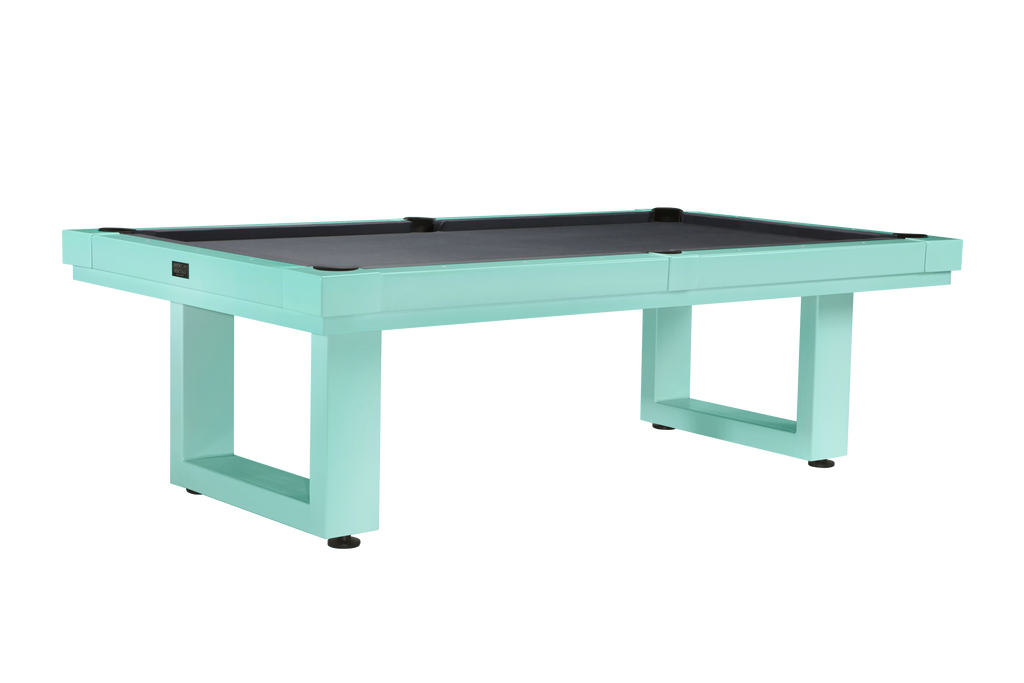 Lanai pool table in oyster seafoam finish with grey cloth