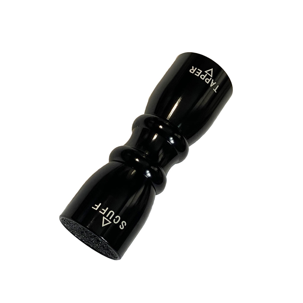 Black closed bowtie tip tool with scuff and tapper written on it
