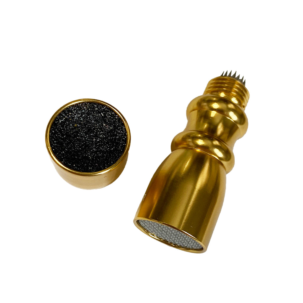 Gold open bowtie tip tool with scuff and tappers showing