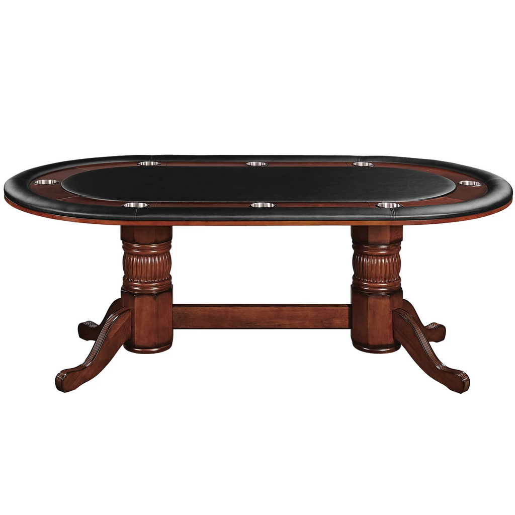 Texas hold em table in chestnut finish with black table top