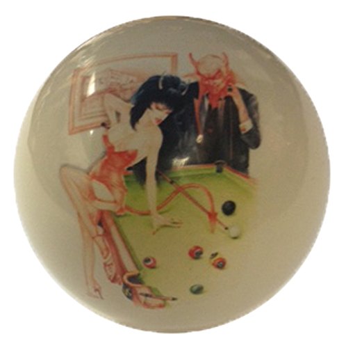 Devil & Girl Playing Pool Pin-Up Custom Cue Ball