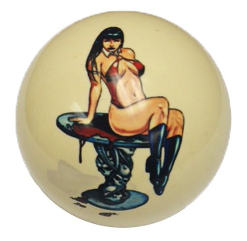 Devil Girl on Table Pin-Up Custom Cue Ball