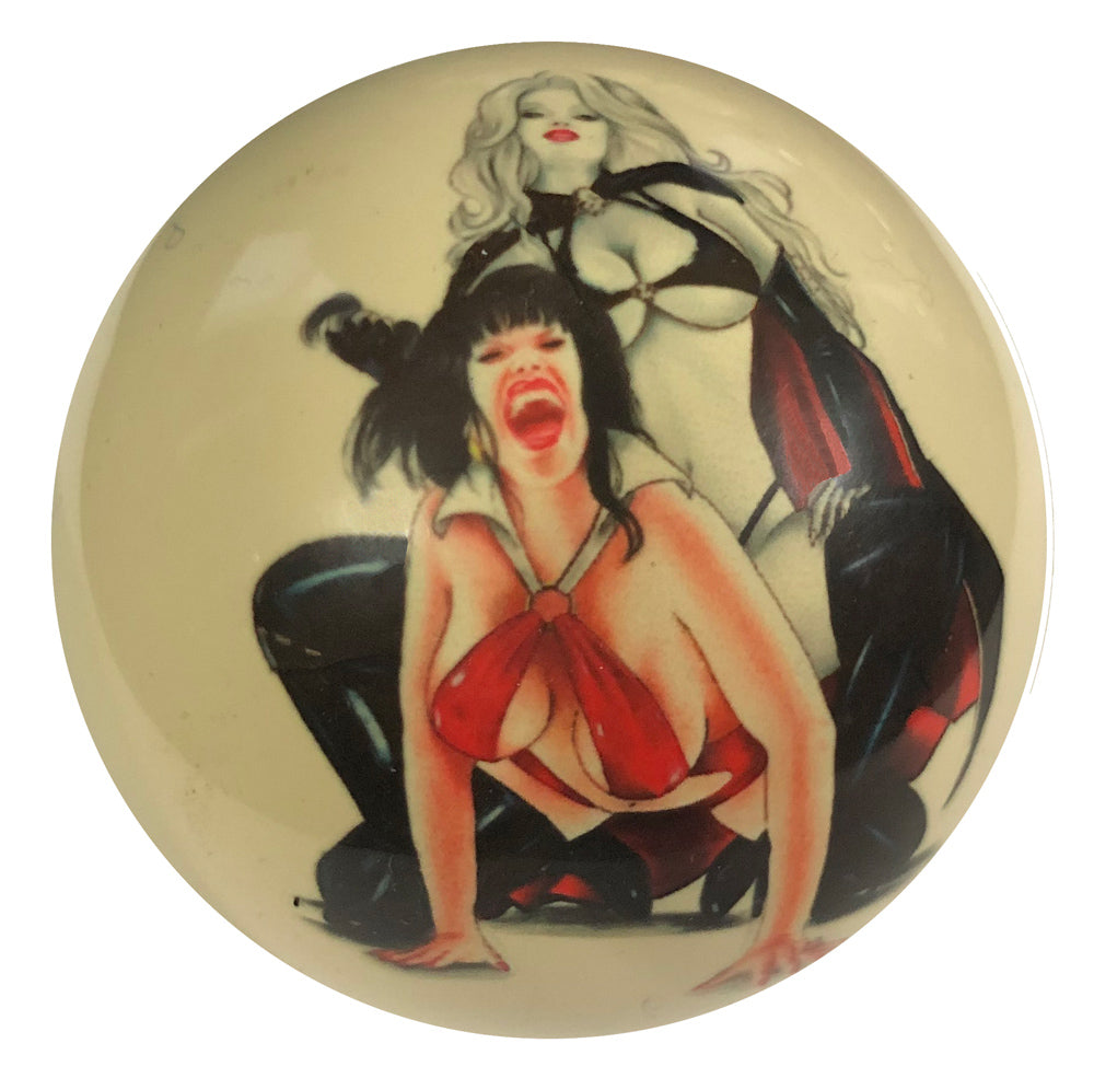 Devil Girl Brawl Pin-Up Custom Cue Ball