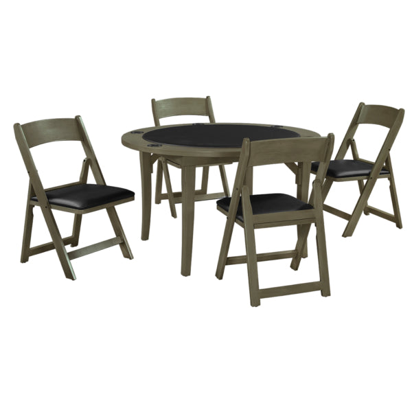 Folding Poker and Game Table Slate with Chairs