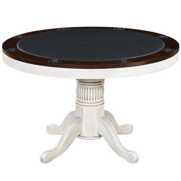 Round Solid Wood Gaming Table Chestnut Top White Base Gaming 2