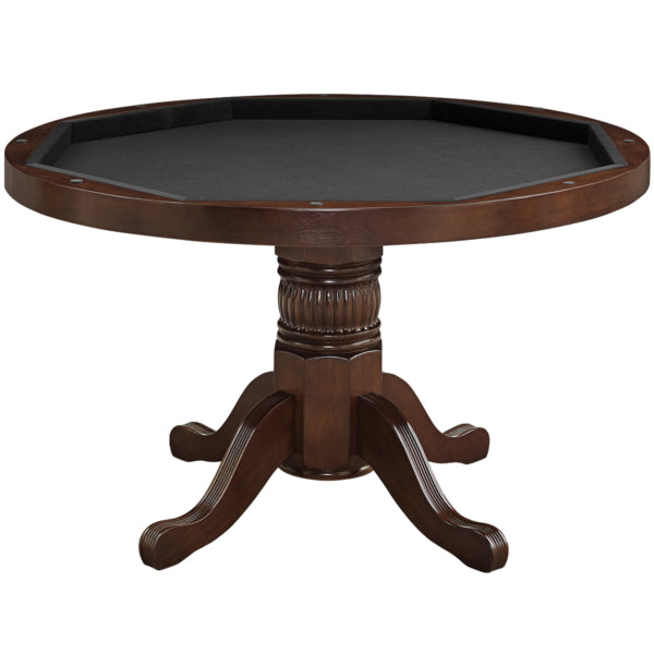 Round Solid Wood Gaming Table Cappuccino Storage