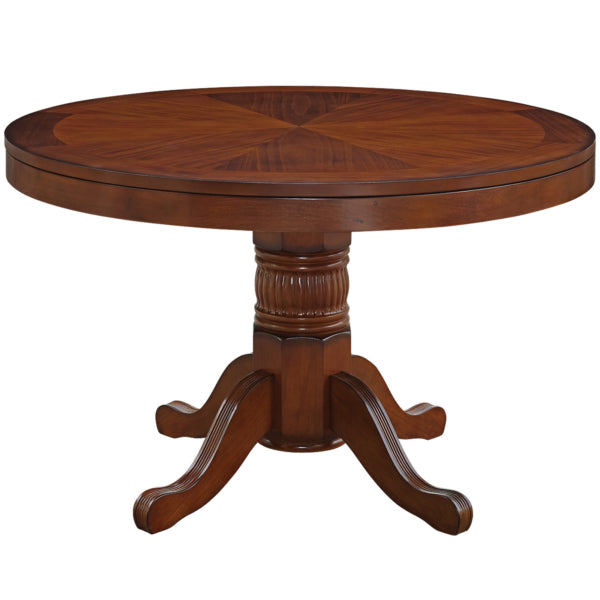 Round Solid Wood Gaming Table Chestnut Dining