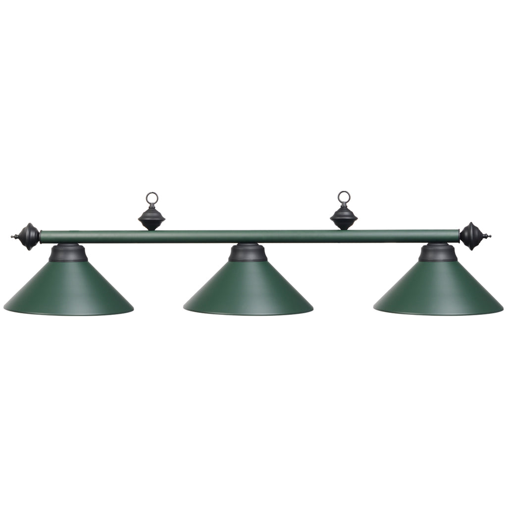 3 Shade Green Metal Billiard Light with Black Accents