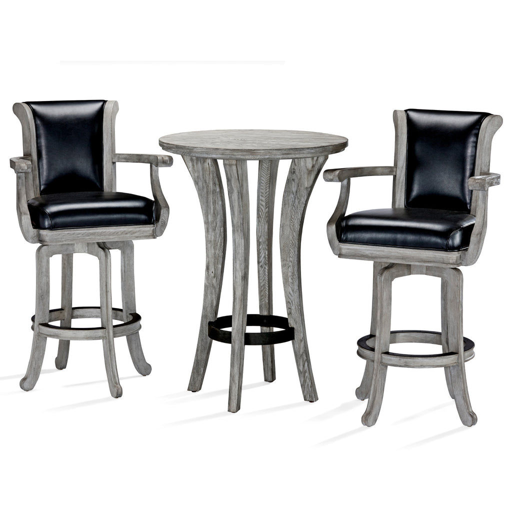 Brunswick Centennial Pub Table with 2 High Back Chairs Rustic Grey Finish