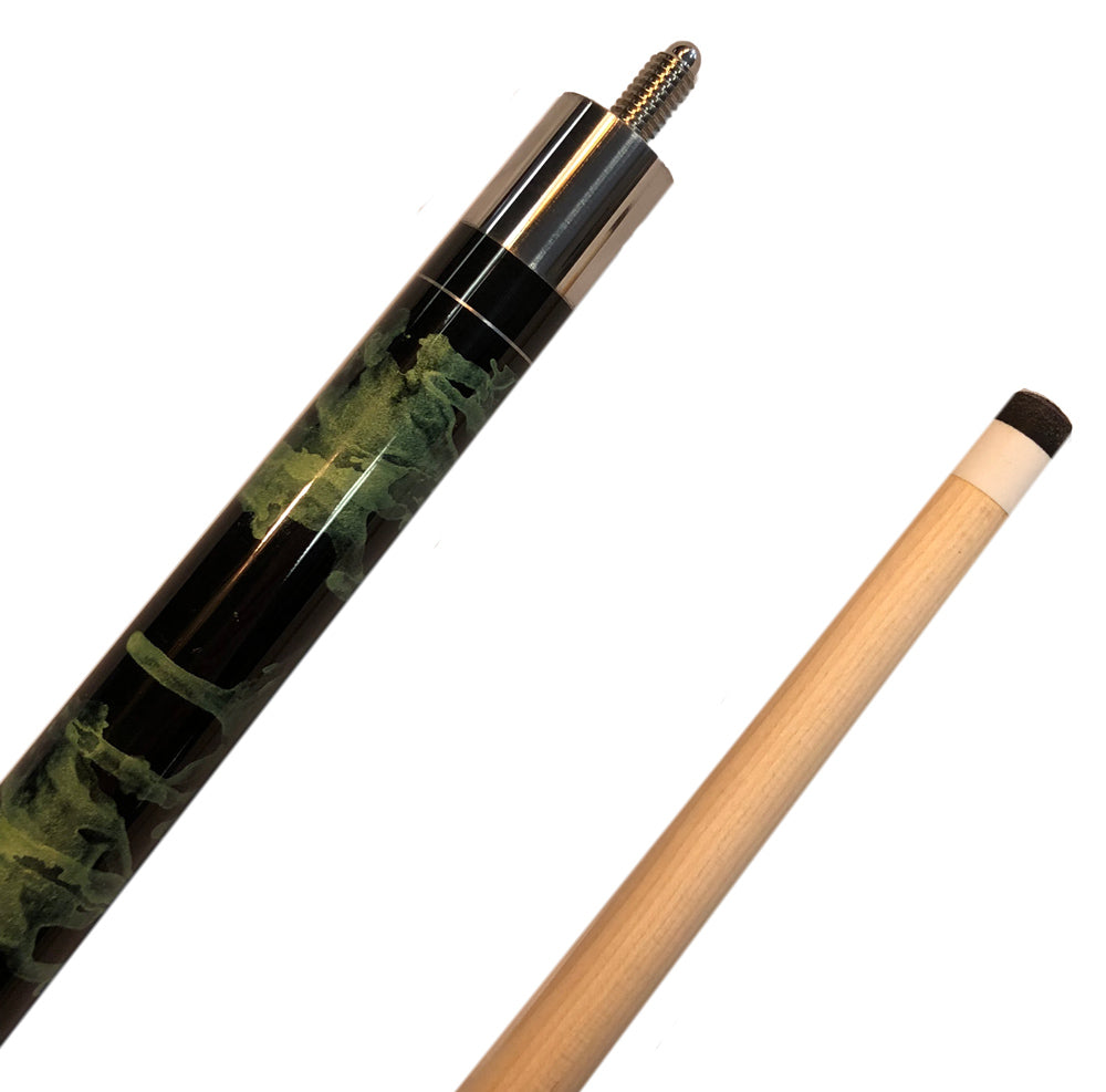 Alex Austin Green and Black Swirl Pool Cue Joint and Tip