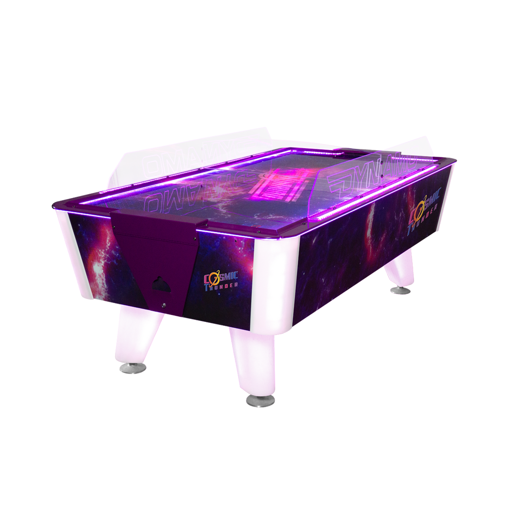 Cosmic Thunder Air Hockey Table Purple with Plexiglass Side Rail
