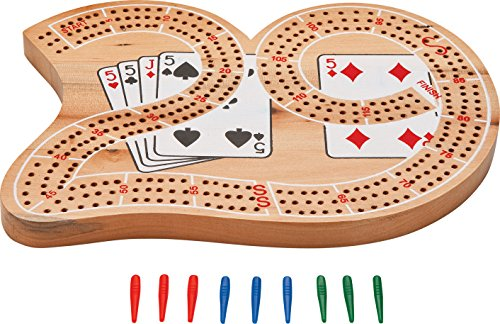 Large "29" 3 Track Solid Wood Cribbage Board Straight On with Pegs