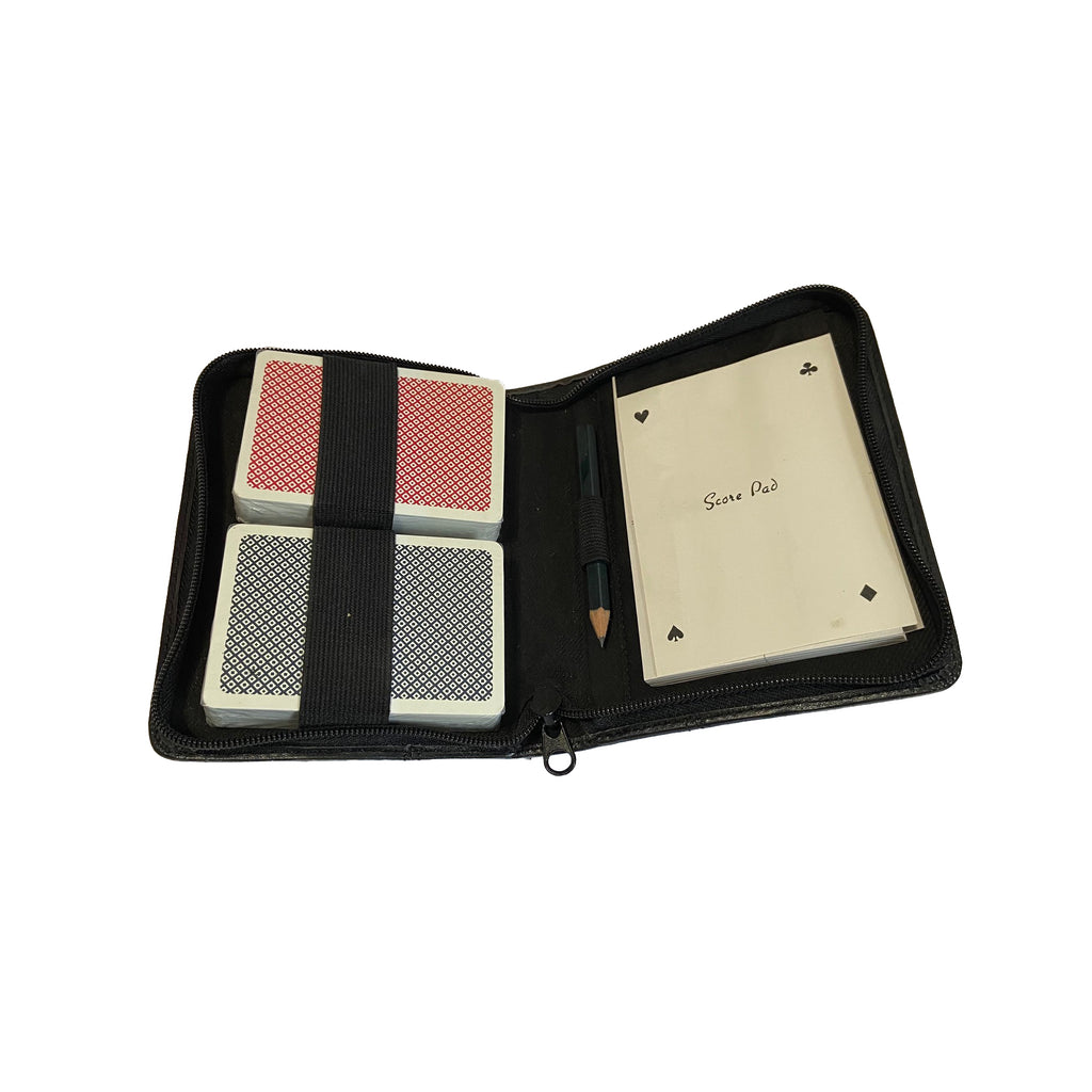 Leather Card Holder Case with 2 Decks of Cards