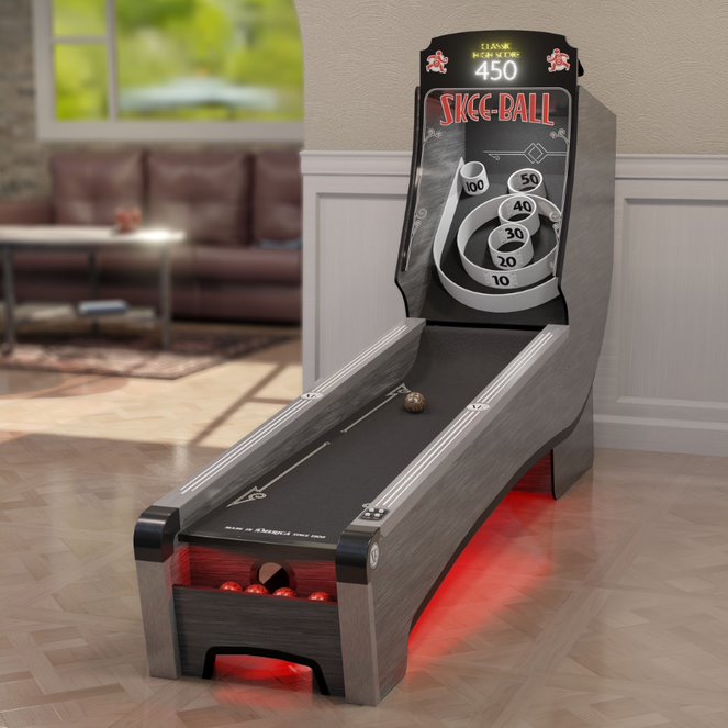 Skee-Ball Premium Home Arcade with Coal Cork in room