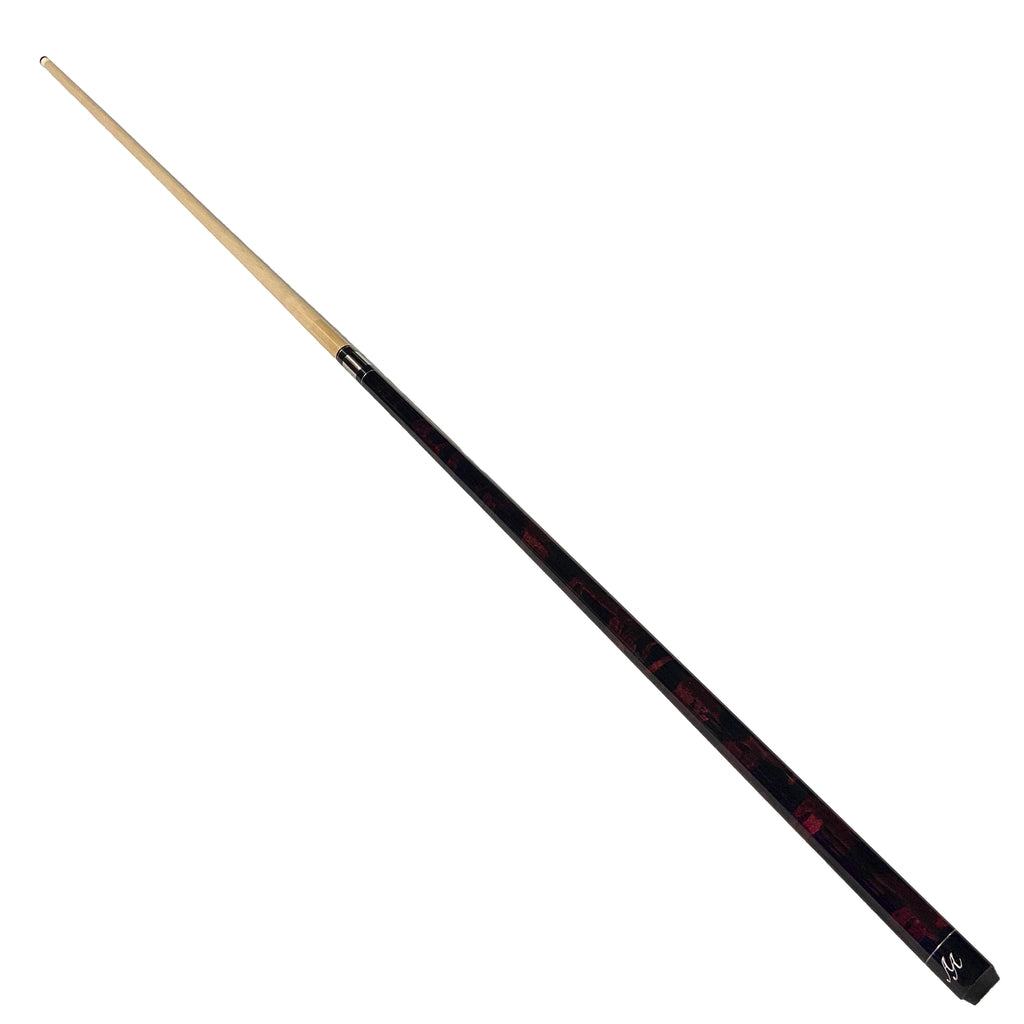 Red and black swirl AA cue put together