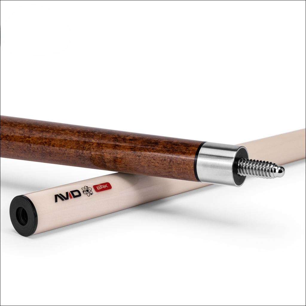 Cuetec surge pool cue with brown handle and stainless steel collar