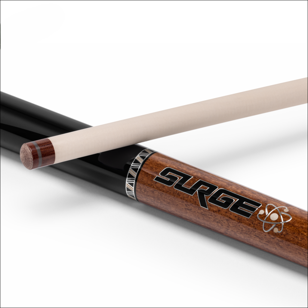 Cuetec surge pool cue with brown handle and shaft with brown phenolic tip