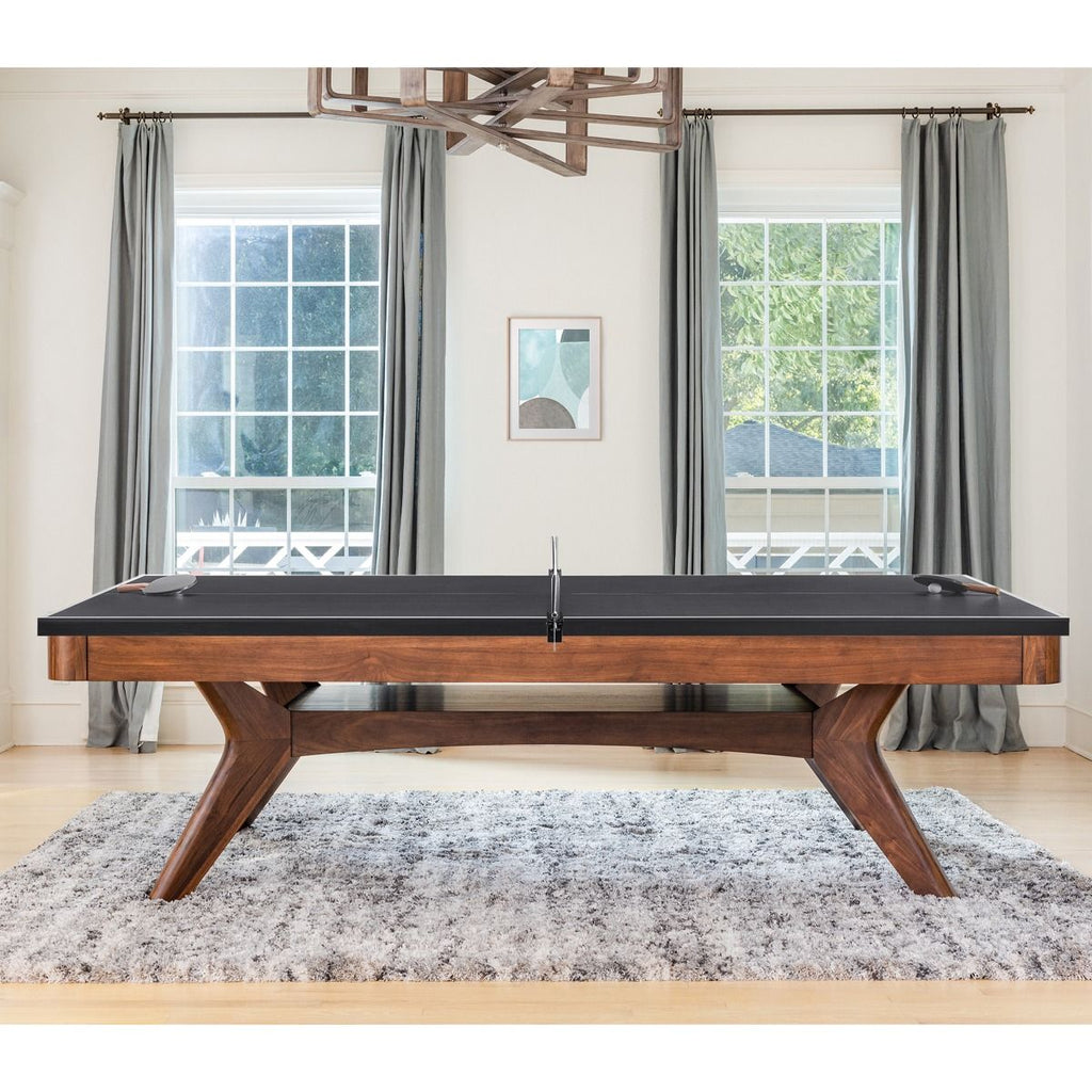 Thick black table tennis conversion top with net side view