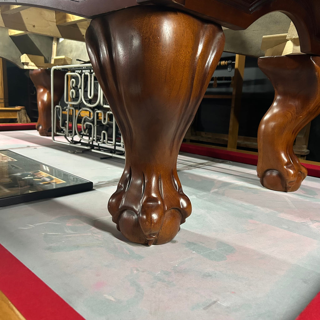 Ball and claw pool table leg in chesntut finish