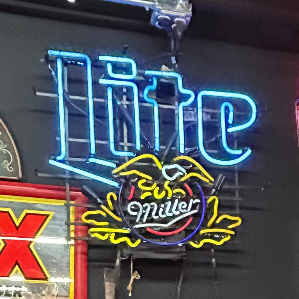 lite blue miller neon light with eagle yellow