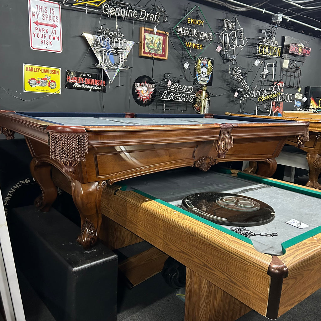 8ft pool table in mahogany finish full view