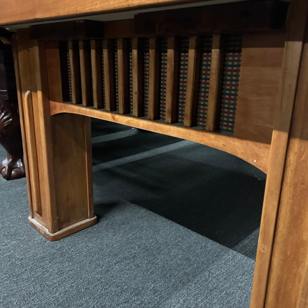 Close up of peekaboo cabinet details on pool tables