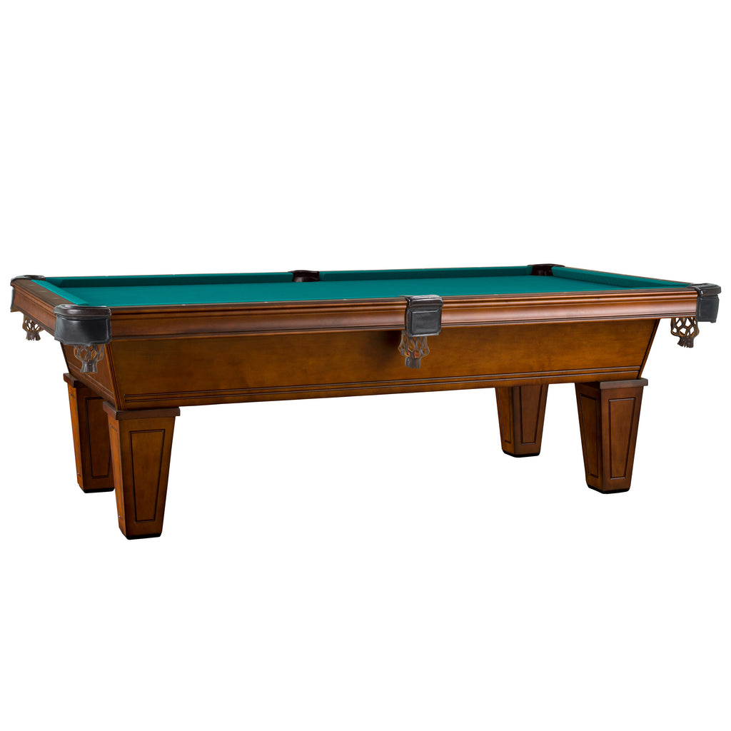 Avon pool table with green felt and white background