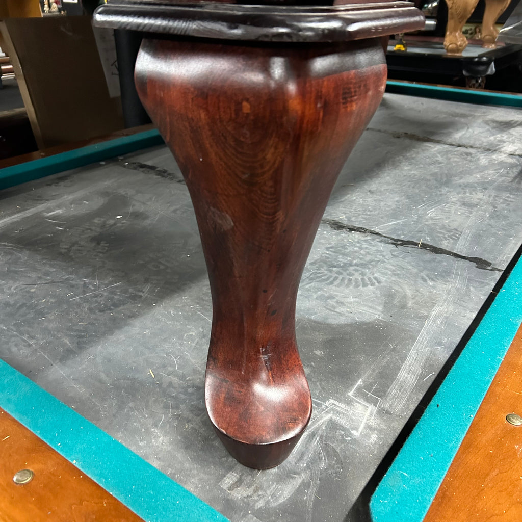 Queen ann leg in mahogany finish on pool table