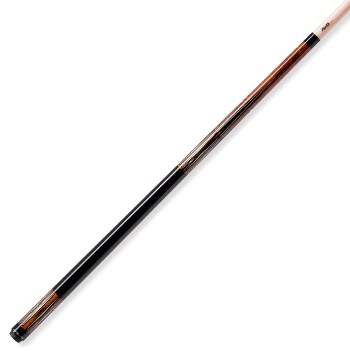 Butt only of pool cue showing black points and black handle