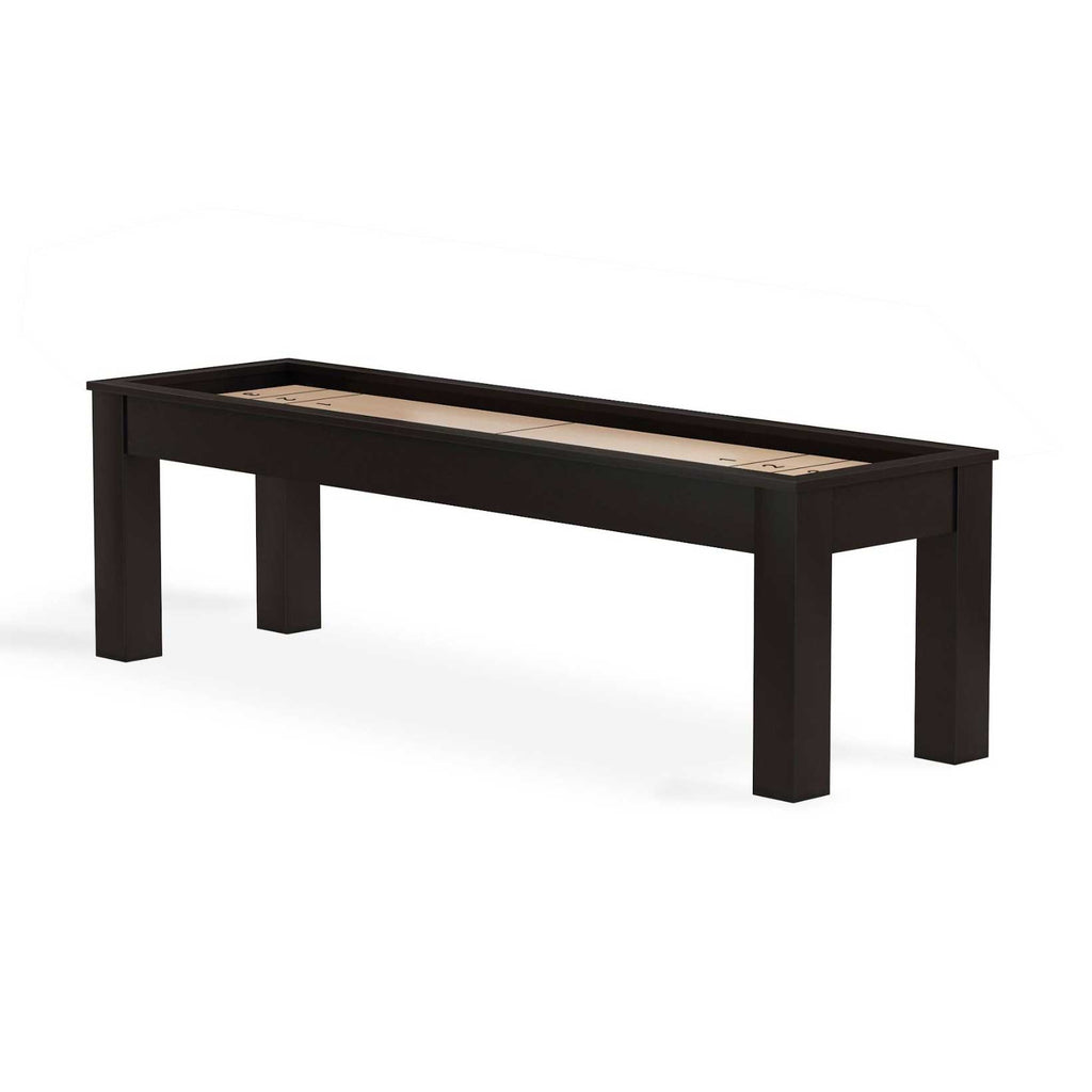 Fulton table in black finish with 4 square legs side view