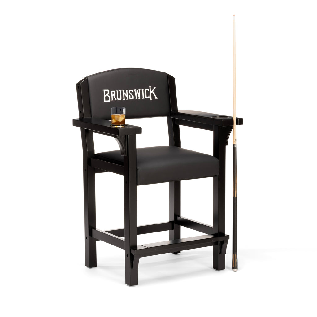 Black brunswick chair with drink and cue