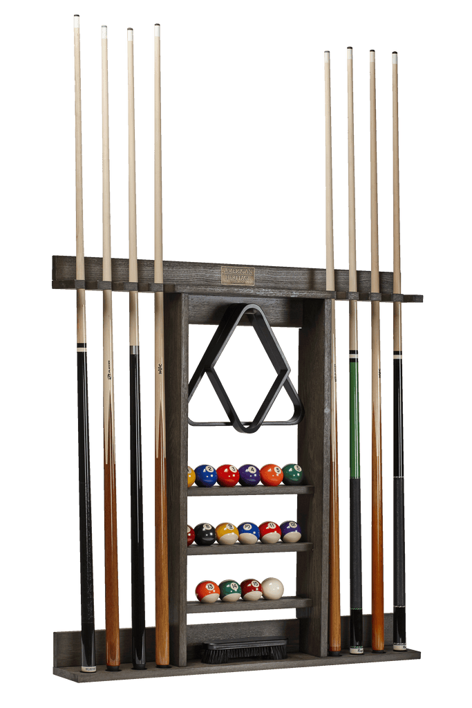 Charcoal finish cue rack with accessories