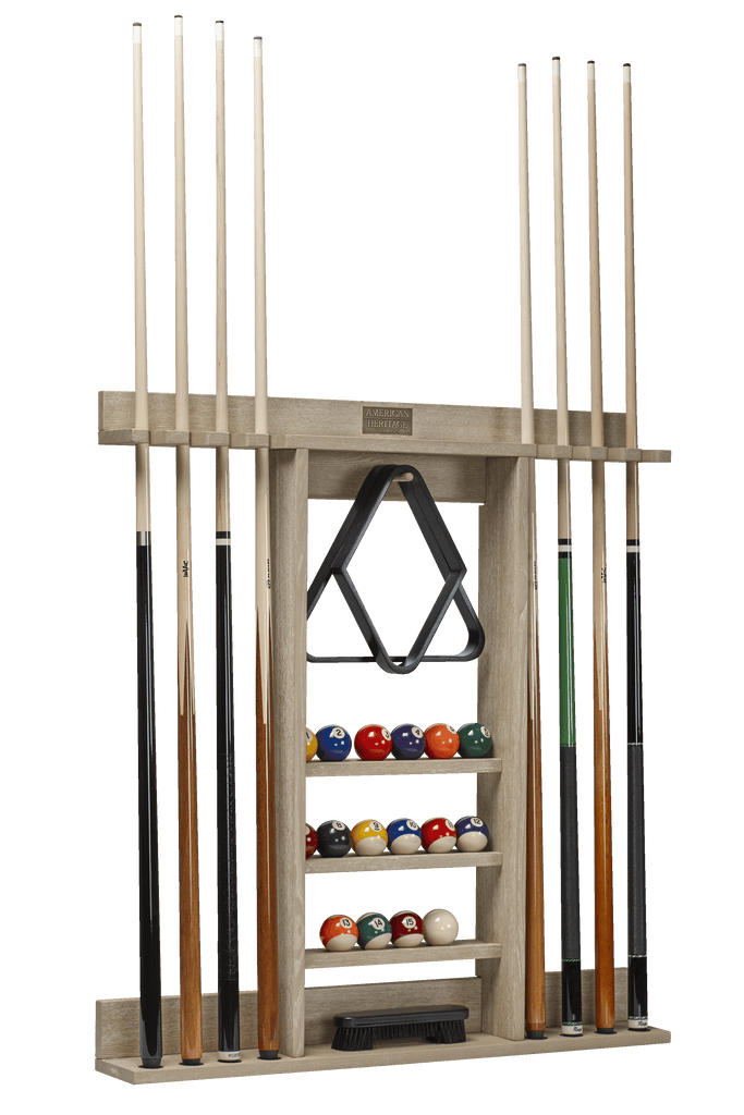 Natural finish cue rack with accessories