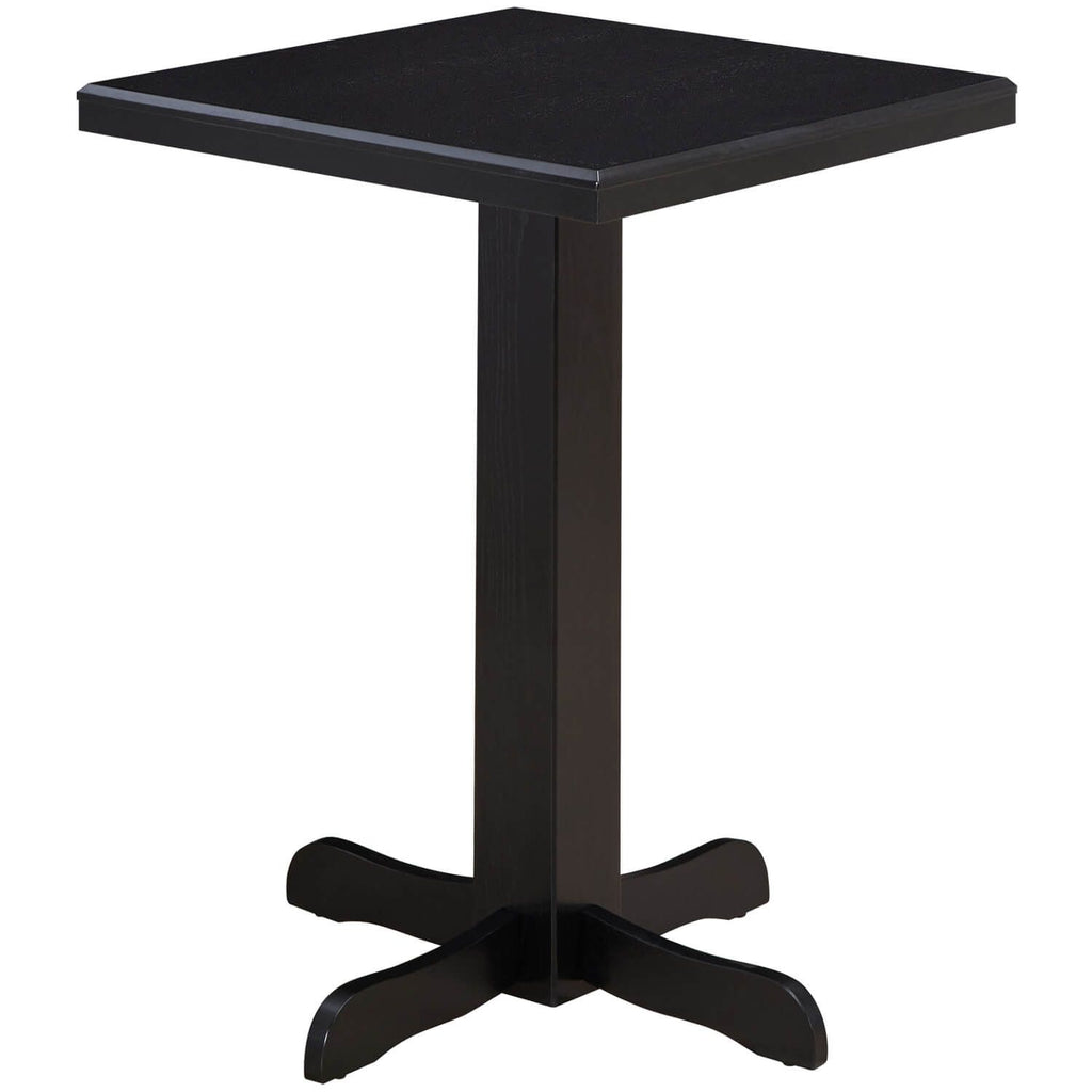 Black finish square pub table with pedestal base