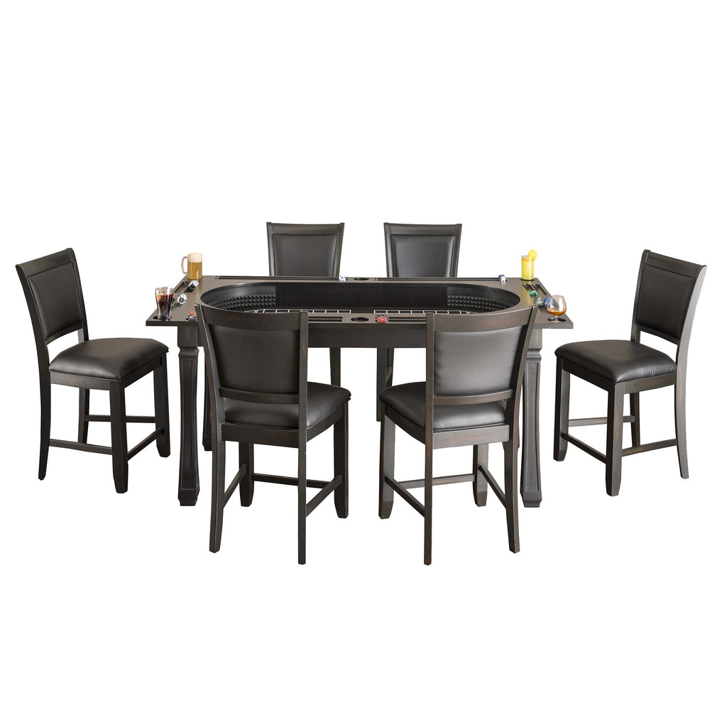 burlington game table in peppercorn finish with 6 chairs and craps table top