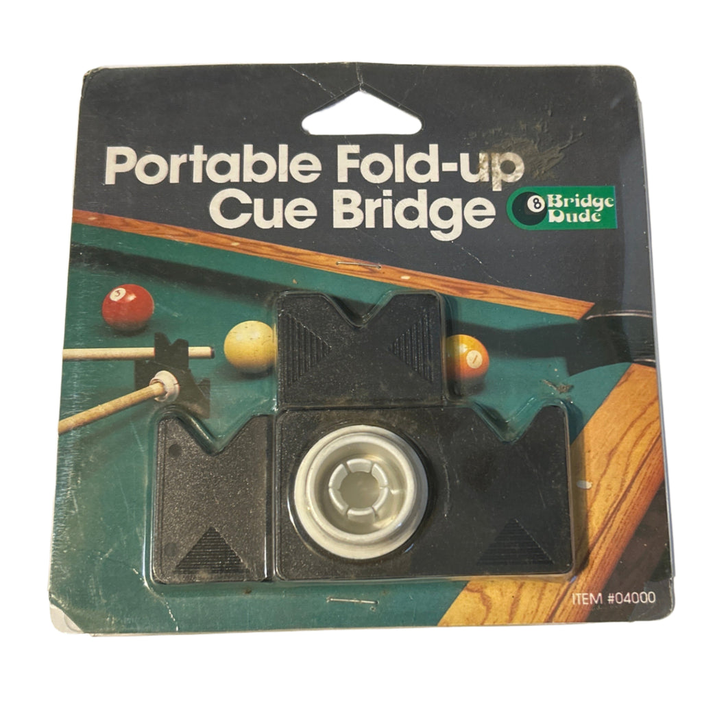 Portable fold up cue bridge in packaging black and white