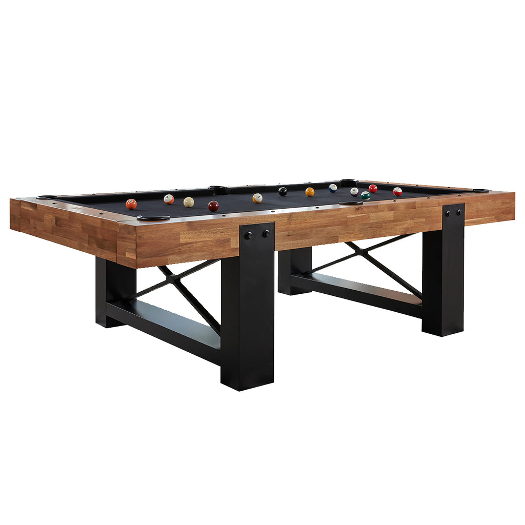 Knoxville pool table with acacia wood and black accents