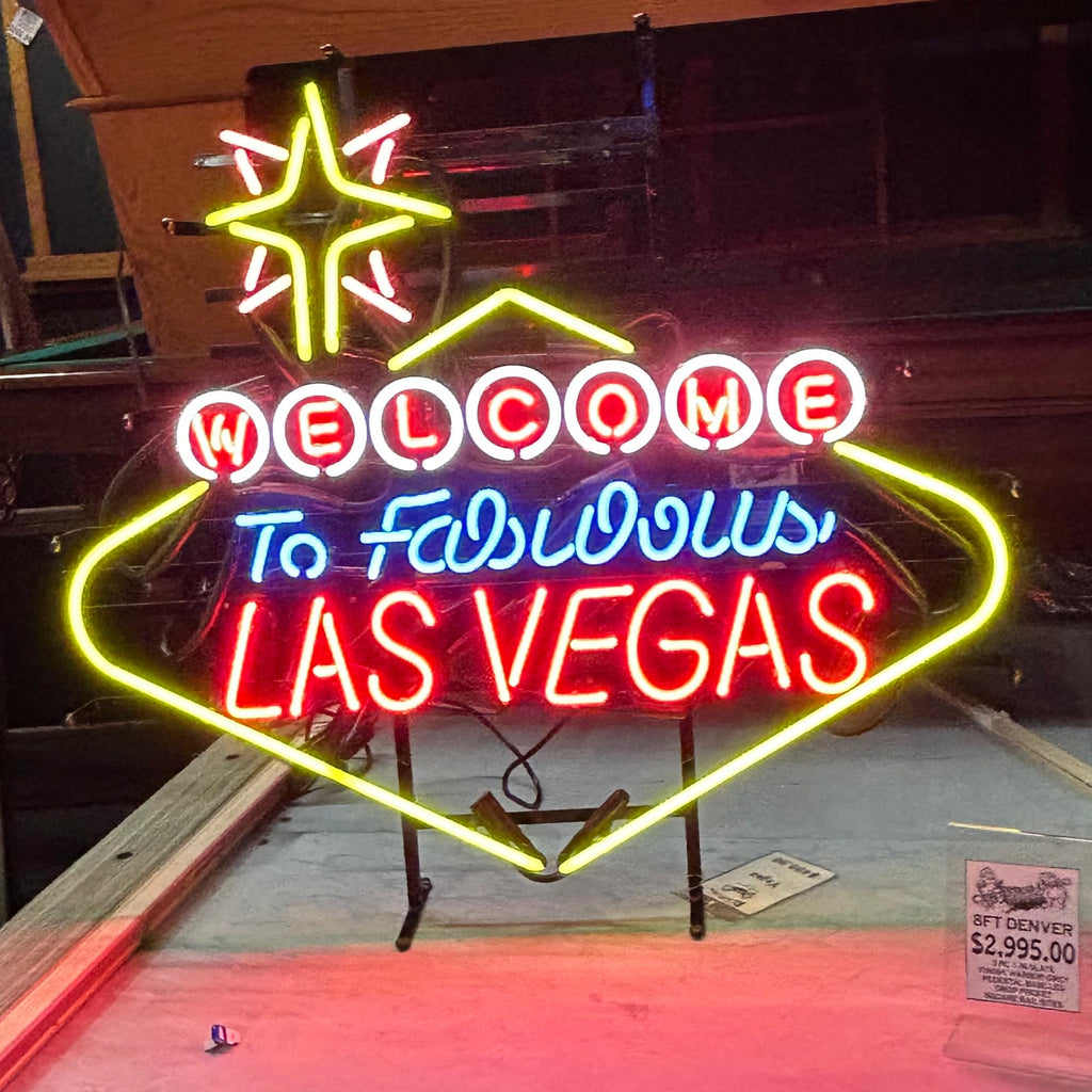 Welcome to Fabulous Las Vegas Neon Sign with Red Blue and Yellow Lights