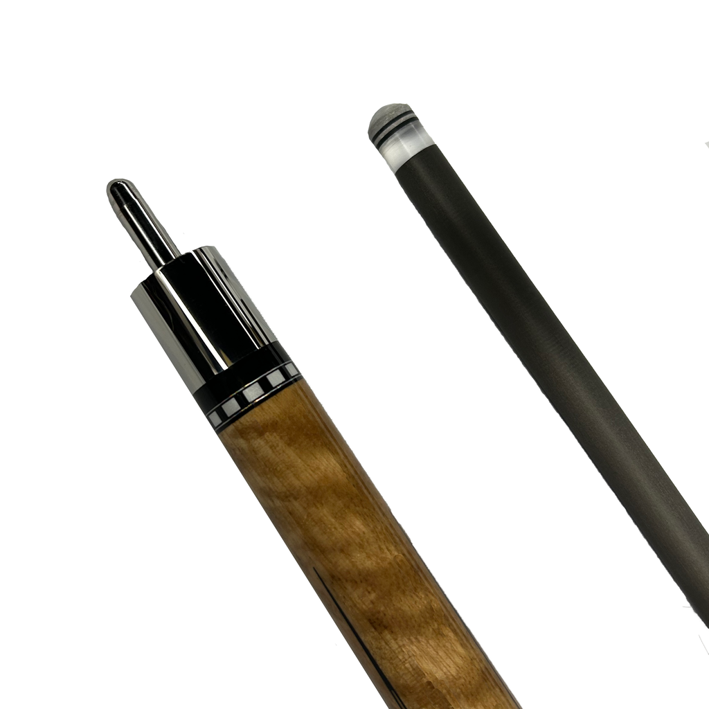 Pearson cue carbon fiber shaft with layered tip and uniloc joint