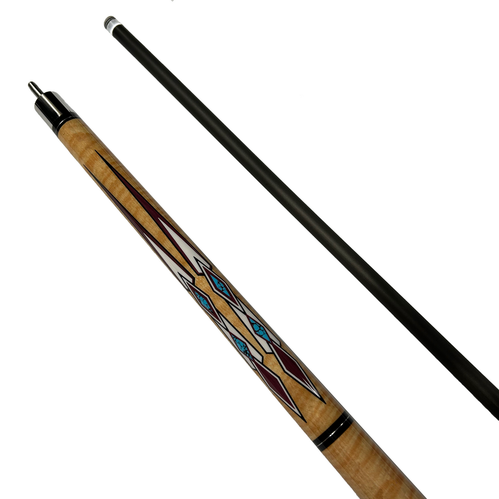 Carbon fiber shaft with joint pin of birdseye maple cue full handle