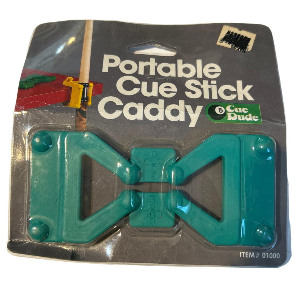 Teal cue caddy in packaging 