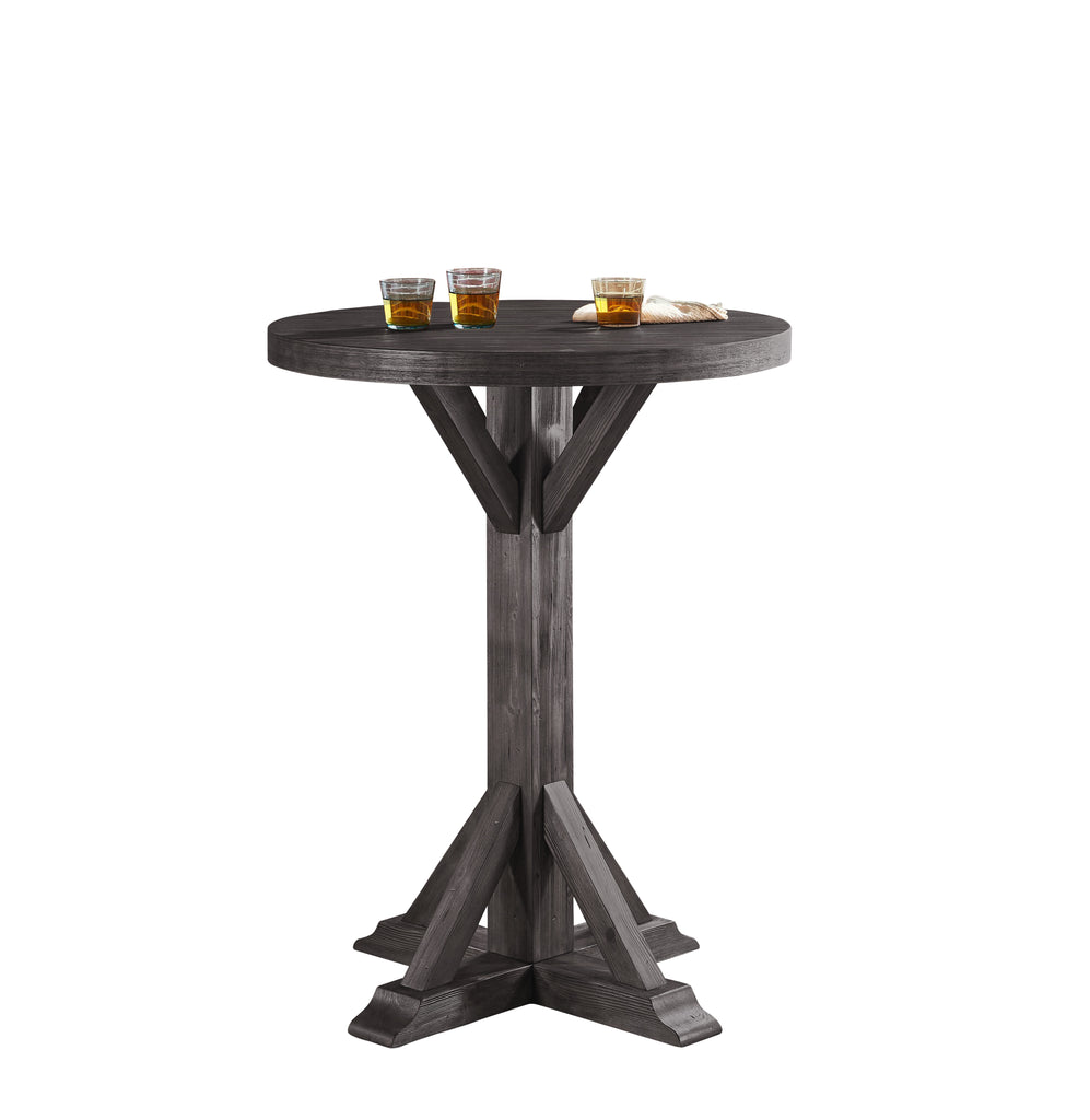 Charcoal pub table with drinks on top